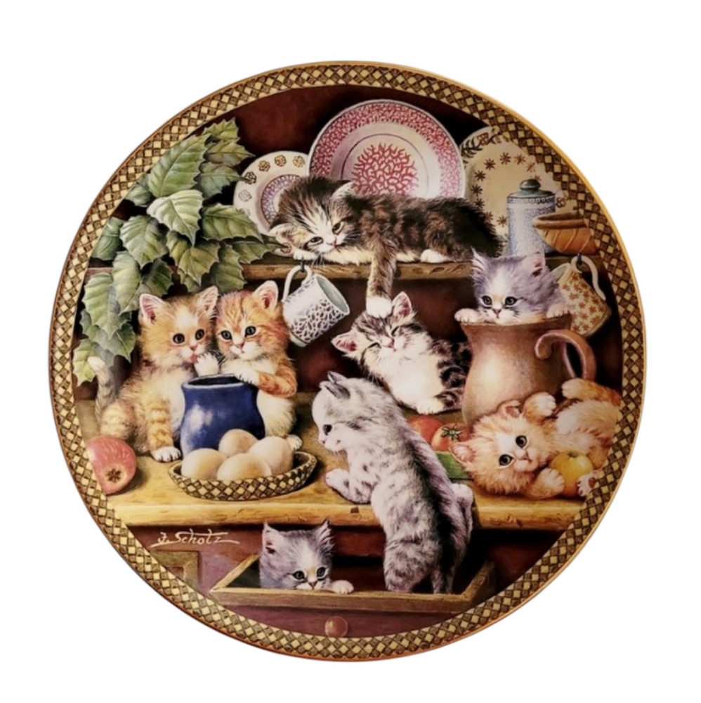 The Bradford Exchange Kitchen Capers Kittens Porcelain Plate By Jurgen Scholz 8"